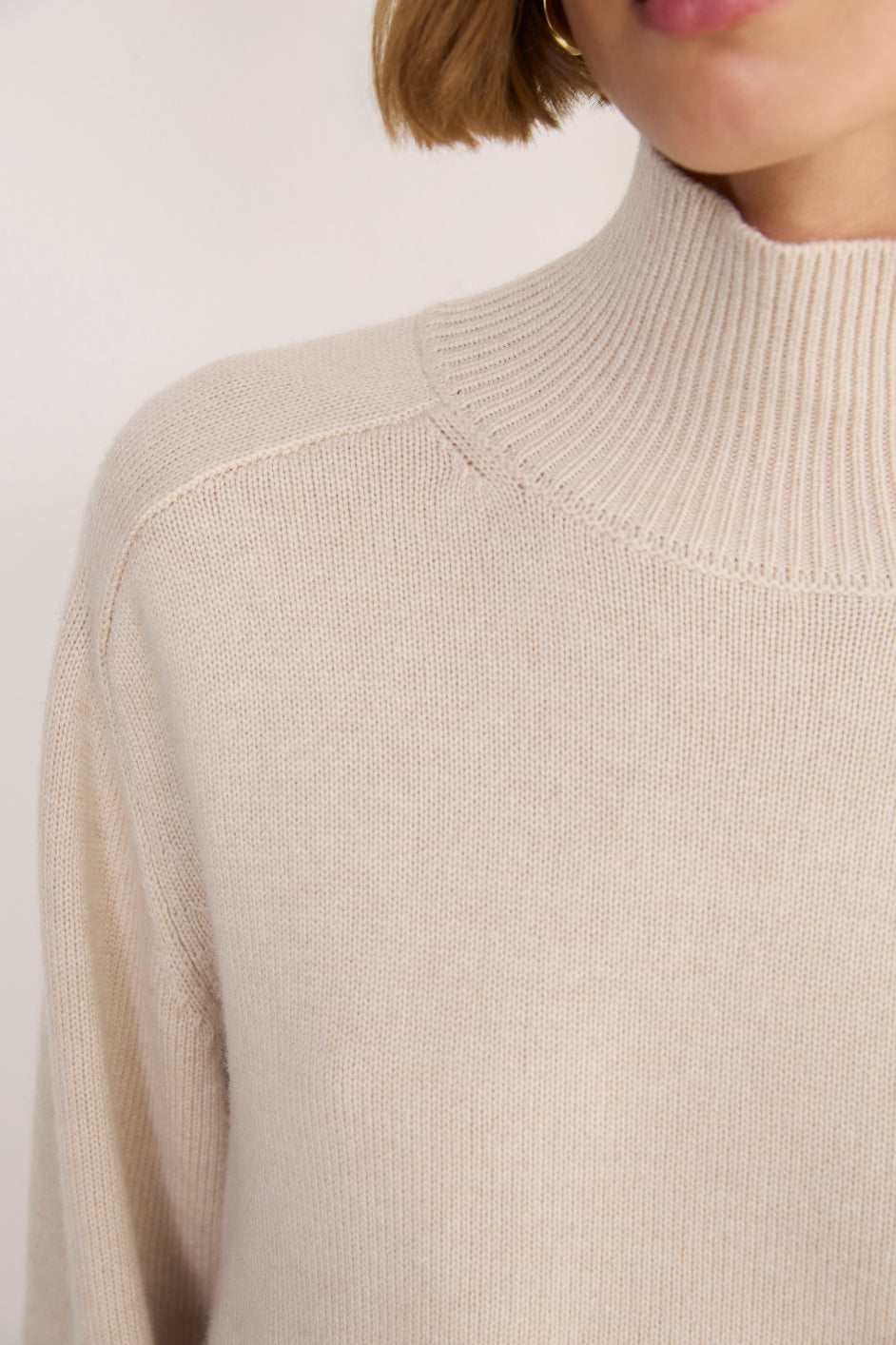 Luna Curved Hem Jumper - Oat