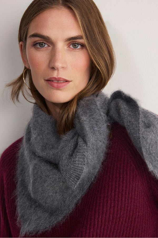 Macey Brushed Triangle Scarf - Charcoal Grey