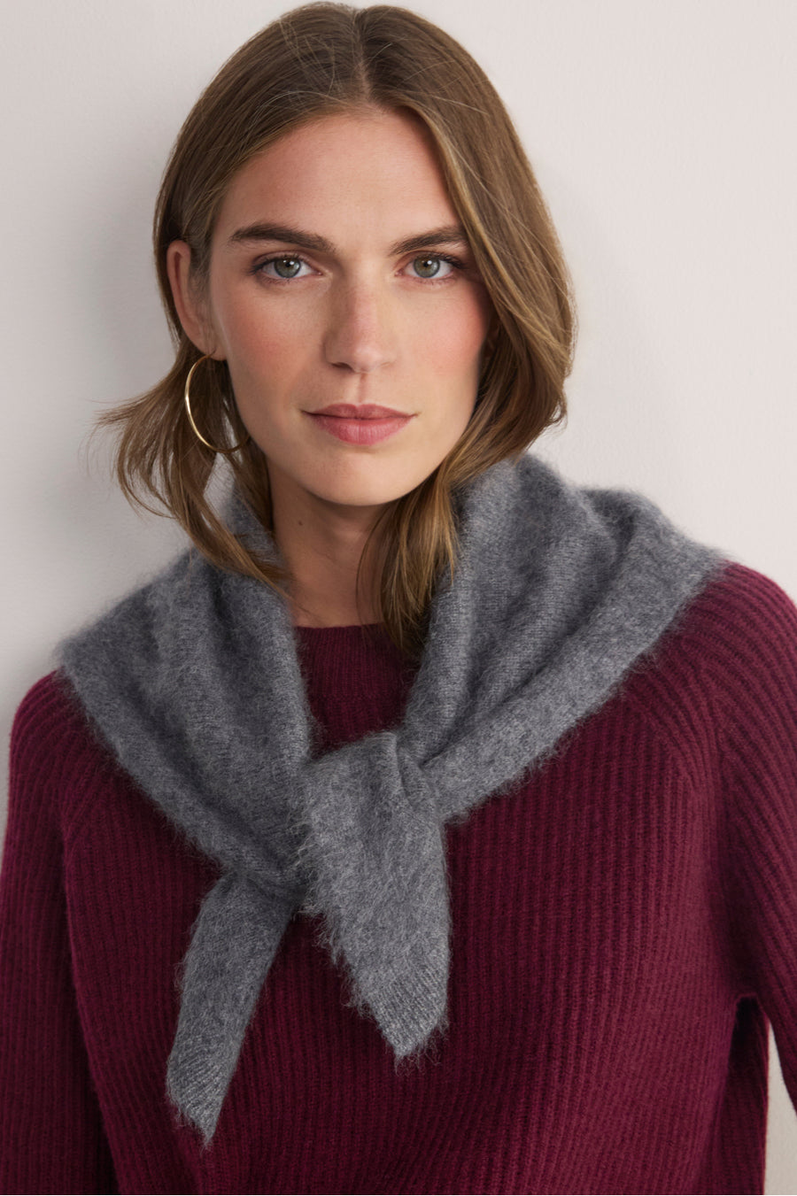 Macey Brushed Triangle Scarf - Charcoal Grey
