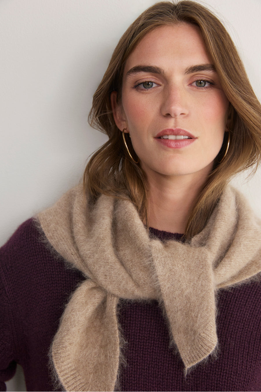 Macey Brushed Triangle Scarf - Oat
