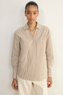 Macey Shirt - Tan/Ivory Stripe