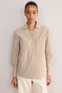 Macey Shirt - Tan/Ivory Stripe