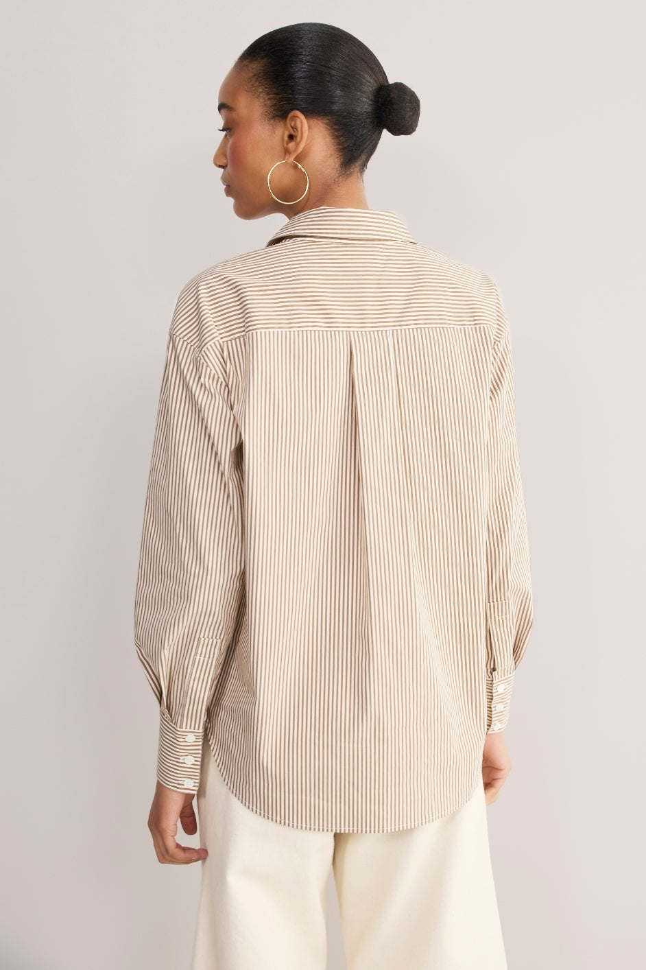 Macey Shirt - Tan/Ivory Stripe