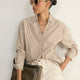 Macey Shirt - Tan/Ivory Stripe