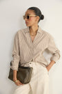 Macey Shirt - Tan/Ivory Stripe