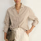 Macey Shirt - Tan/Ivory Stripe
