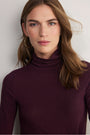 Macey Wool Blend Roll Neck Top - Aubergine