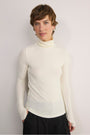 Macey Wool Blend Roll Neck Top - Ivory