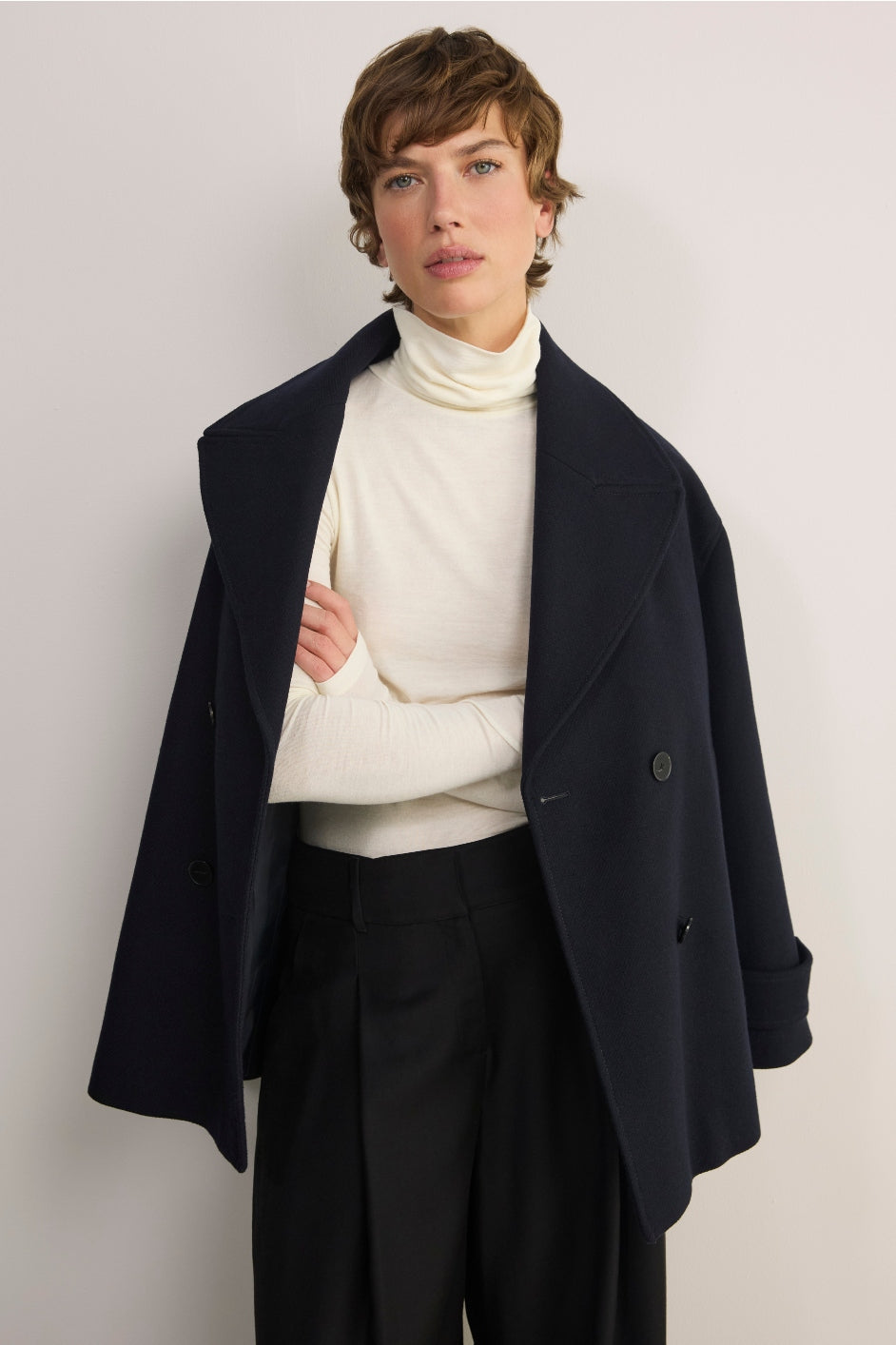 Macey Wool Blend Roll Neck Top - Ivory