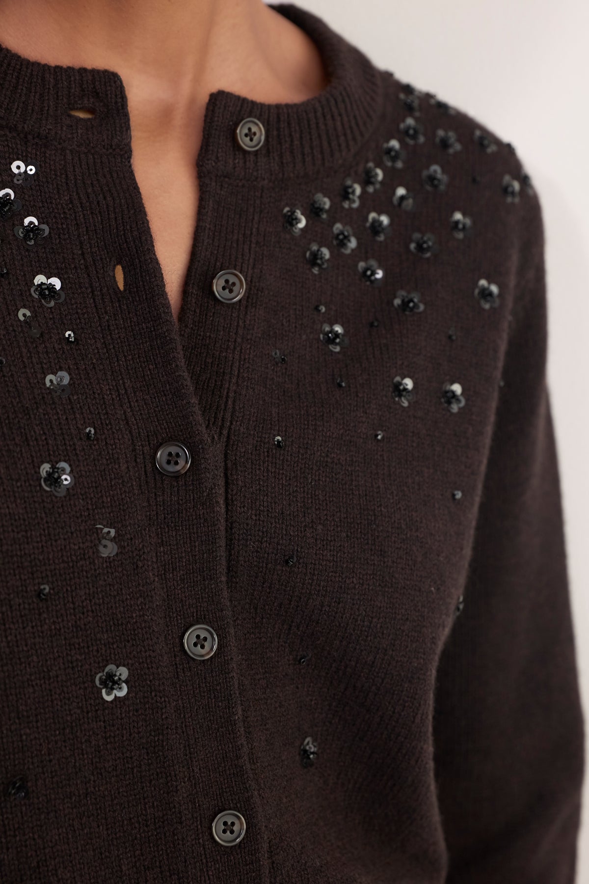 Madeleine Embellished Cardigan - Chocolate