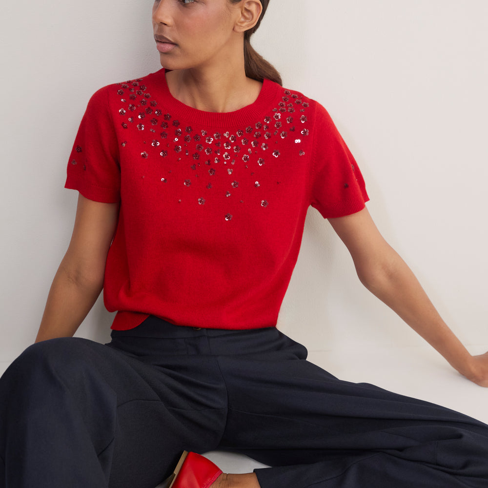 Madeleine Embellished Jumper - Red