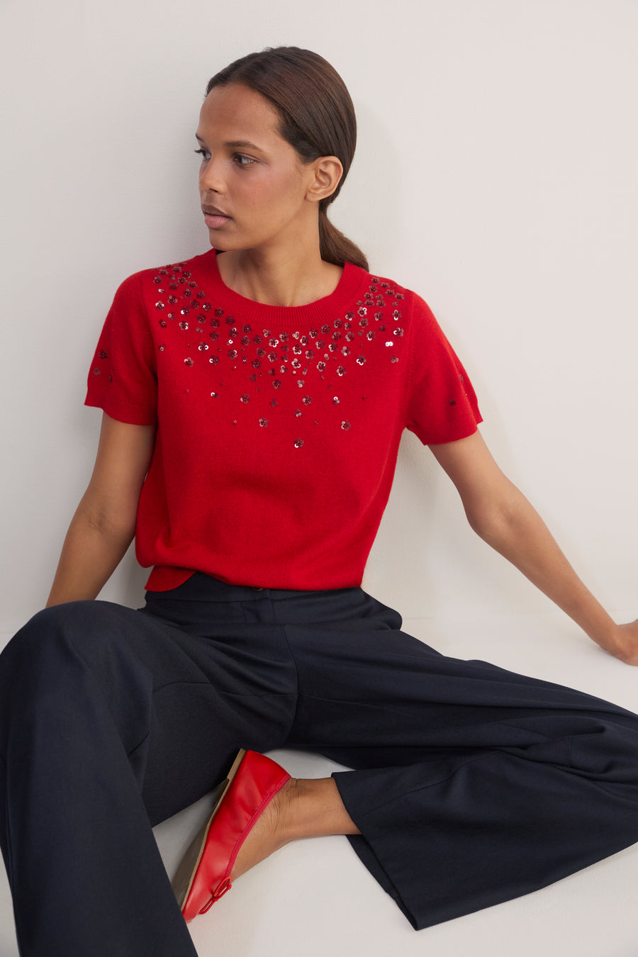 Madeleine Embellished Jumper - Red