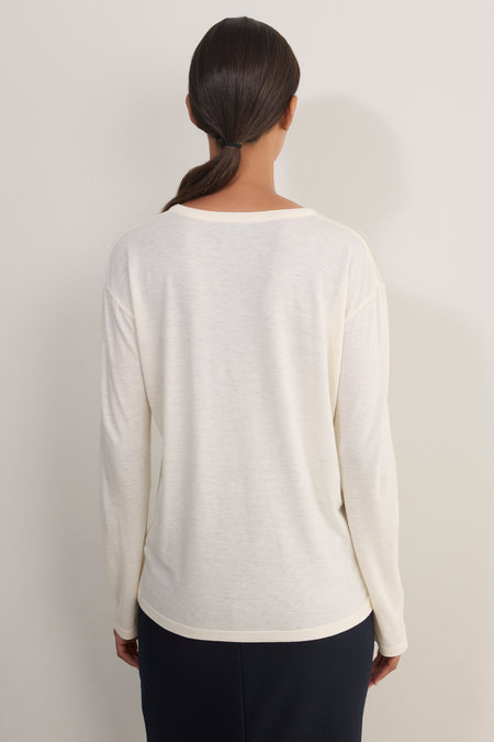 Madeleine Henley Jersey Top - Ivory
