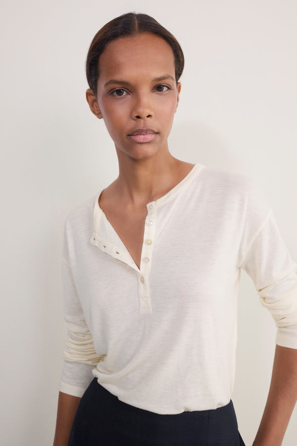 Madeleine Henley Jersey Top - Ivory