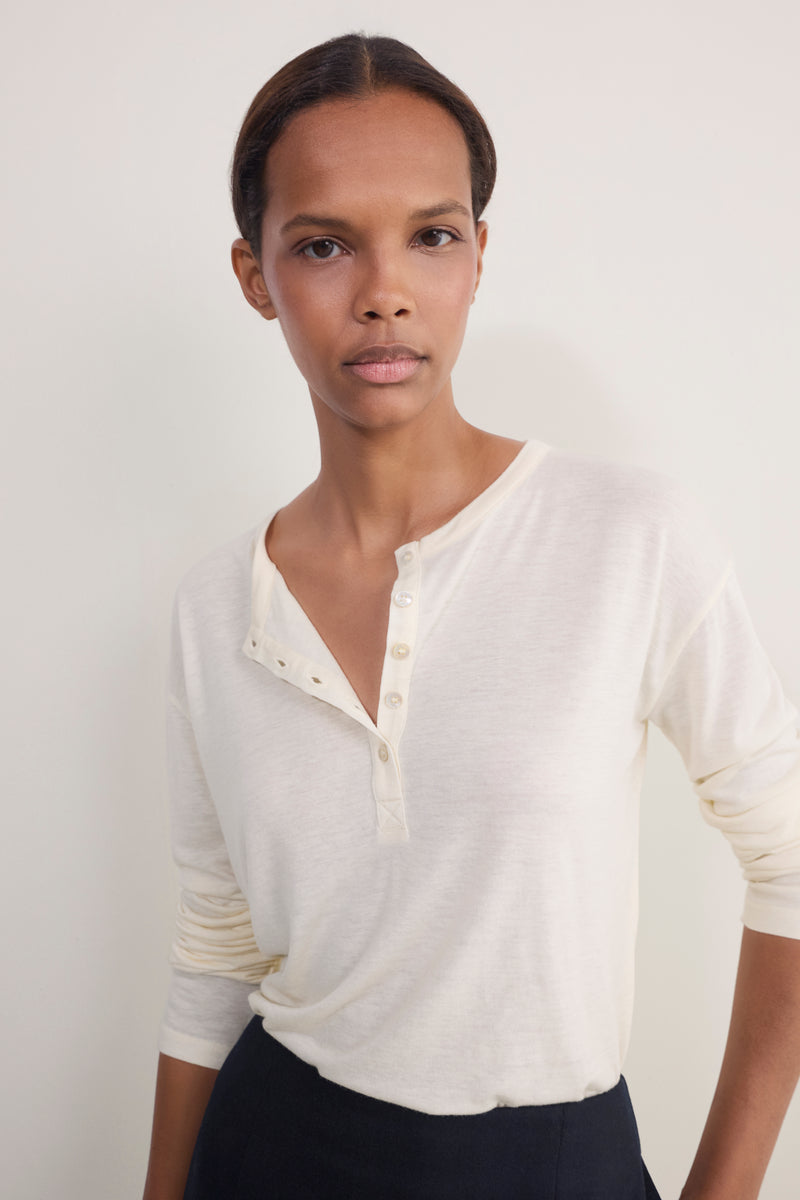 Madeleine Henley Jersey Top - Ivory