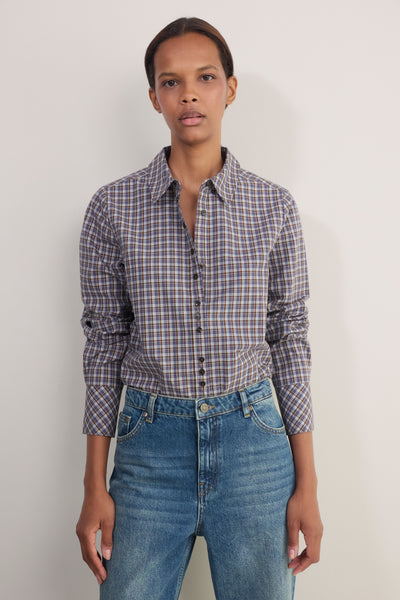 Madeleine Shirt - Chocolate/Midnight Check