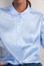 Madeleine Silk Satin Blouse - Sky Blue