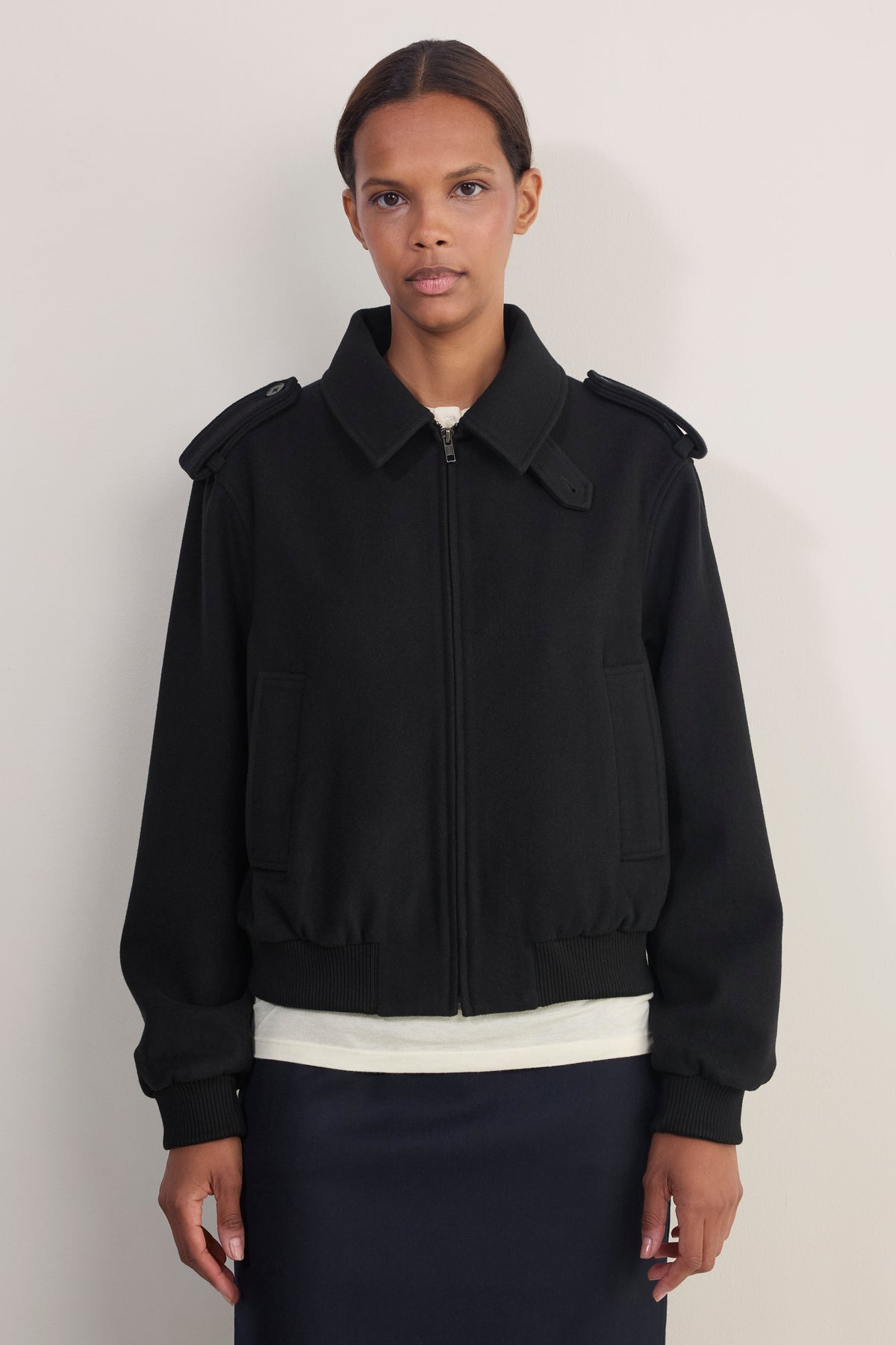 Madeleine Wool Bomber - Black