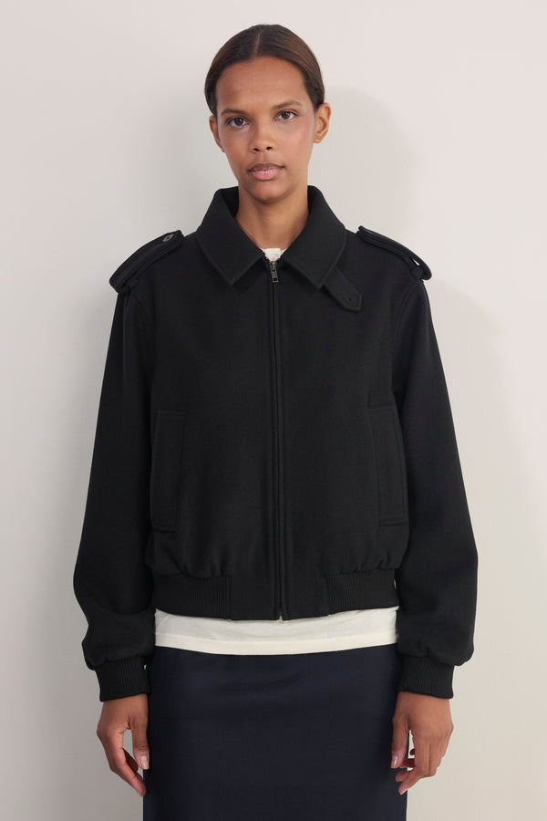 Madeleine Wool Bomber - Black