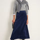 Madeleine Cord Velour Skirt - Midnight