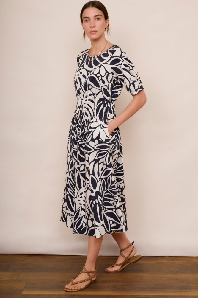 Madeleine Dress - Midnight/Ecru