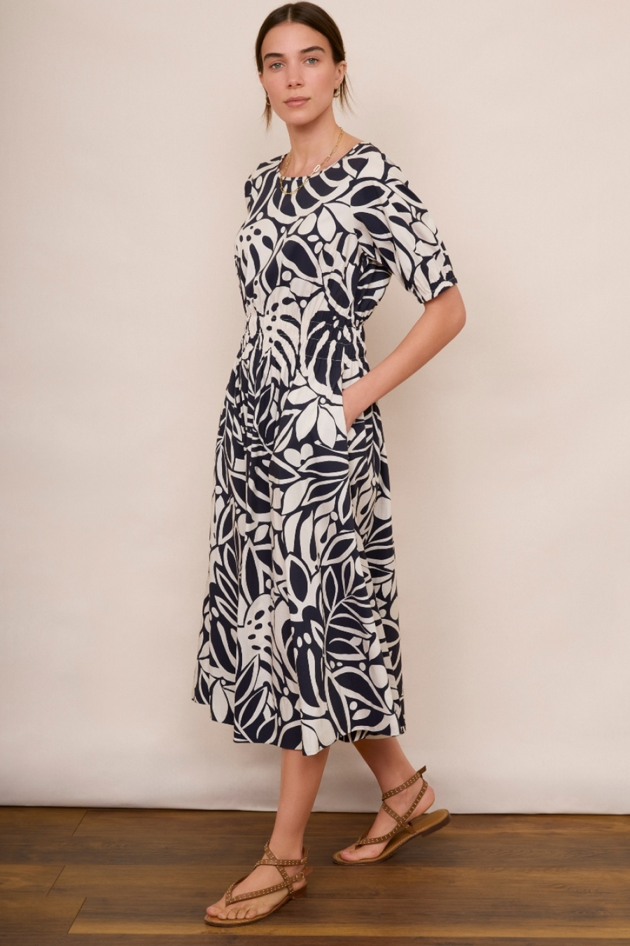 Madeleine Dress - Midnight/Ecru