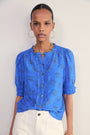 Maeve Silk Blend Top - Regatta Blue Whimsical Sprig