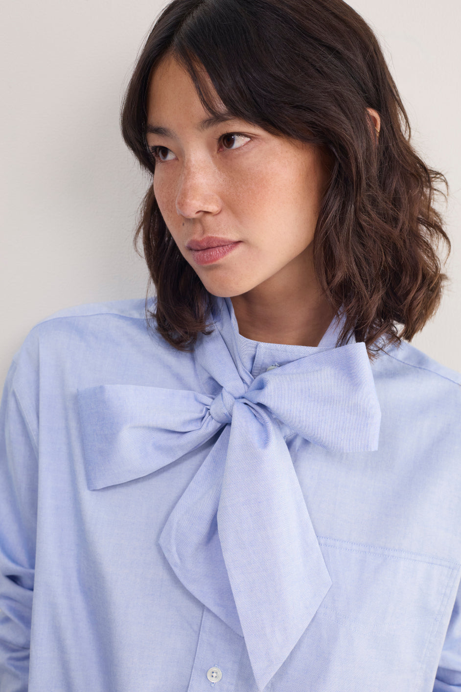 Maisie Pussybow Shirt - Chambray