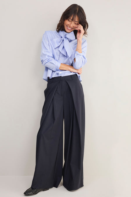 Maisie Pussybow Shirt - Chambray