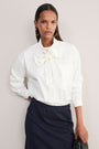 Maisie Pussybow Shirt - White