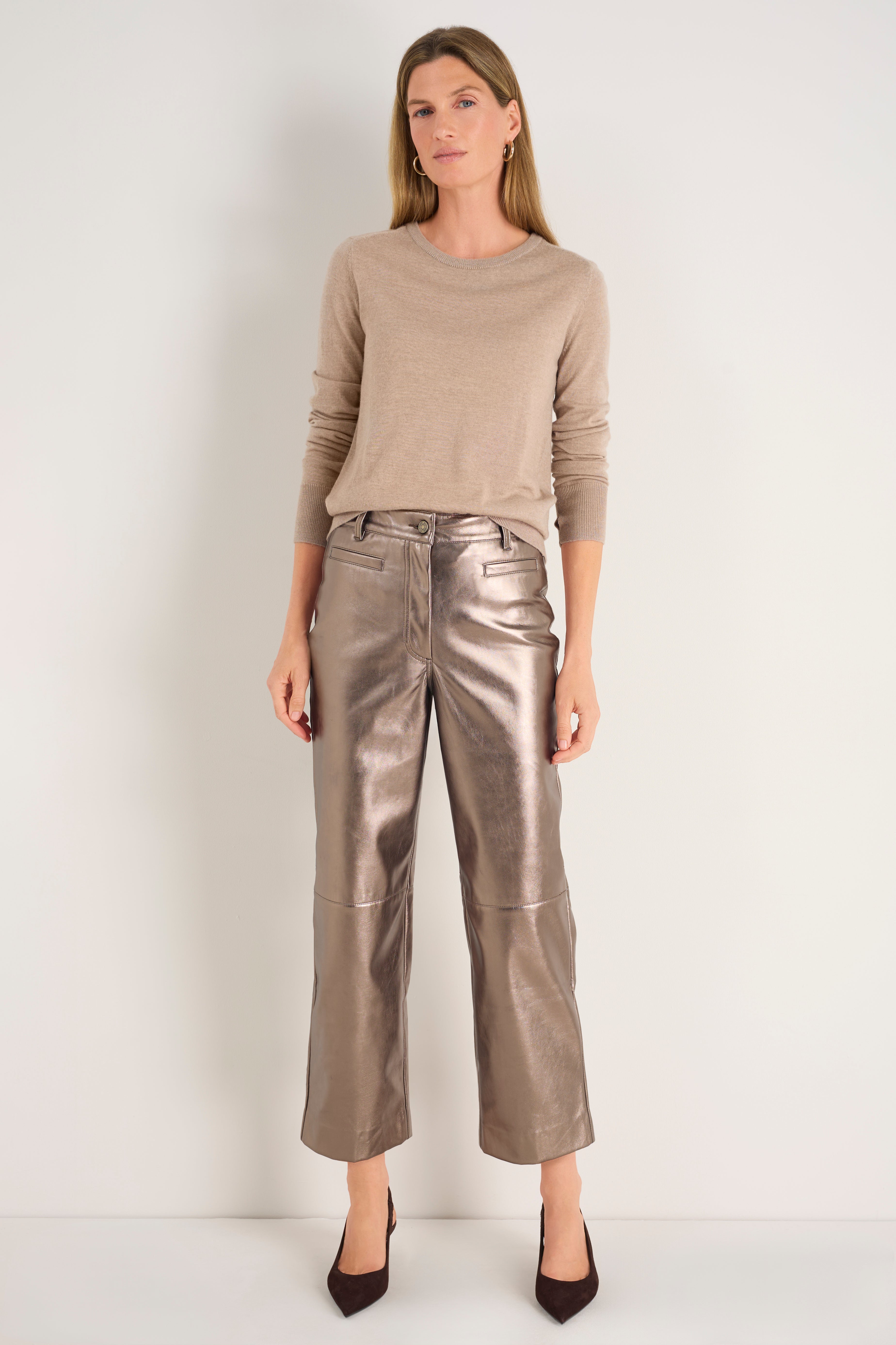 Marianne Faux Leather Trouser - Bronze