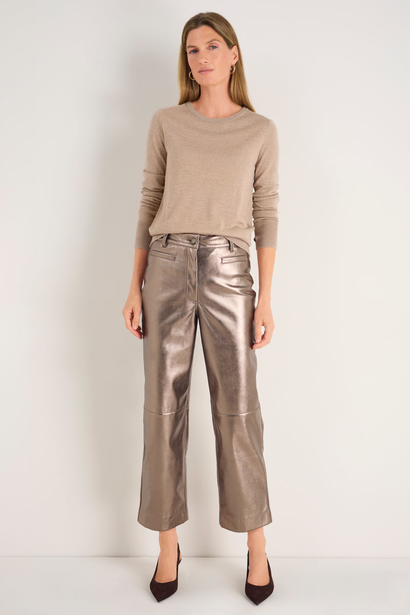 Marianne Faux Leather Trouser - Bronze