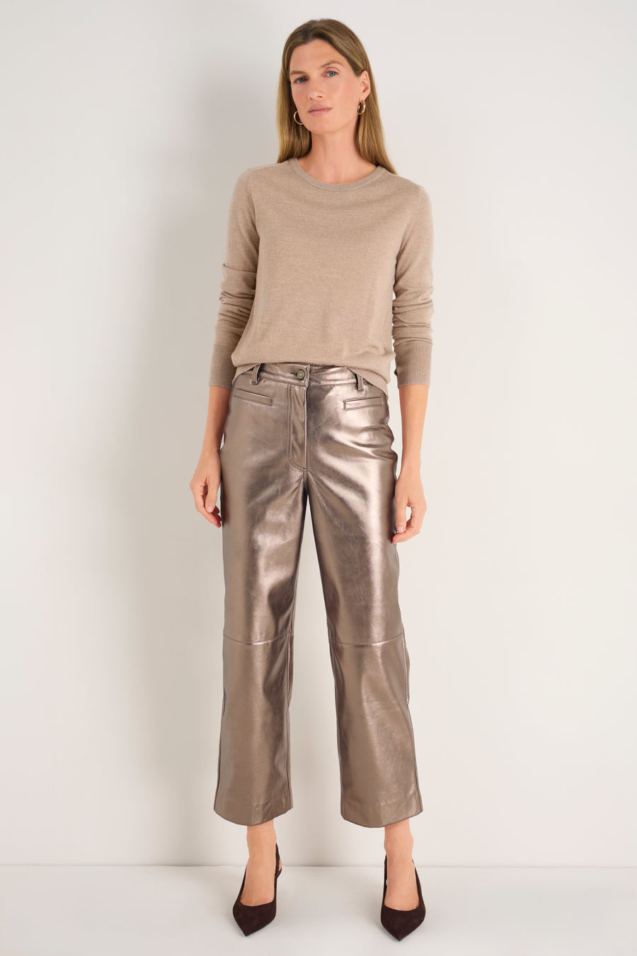Marianne Faux Leather Trouser - Bronze