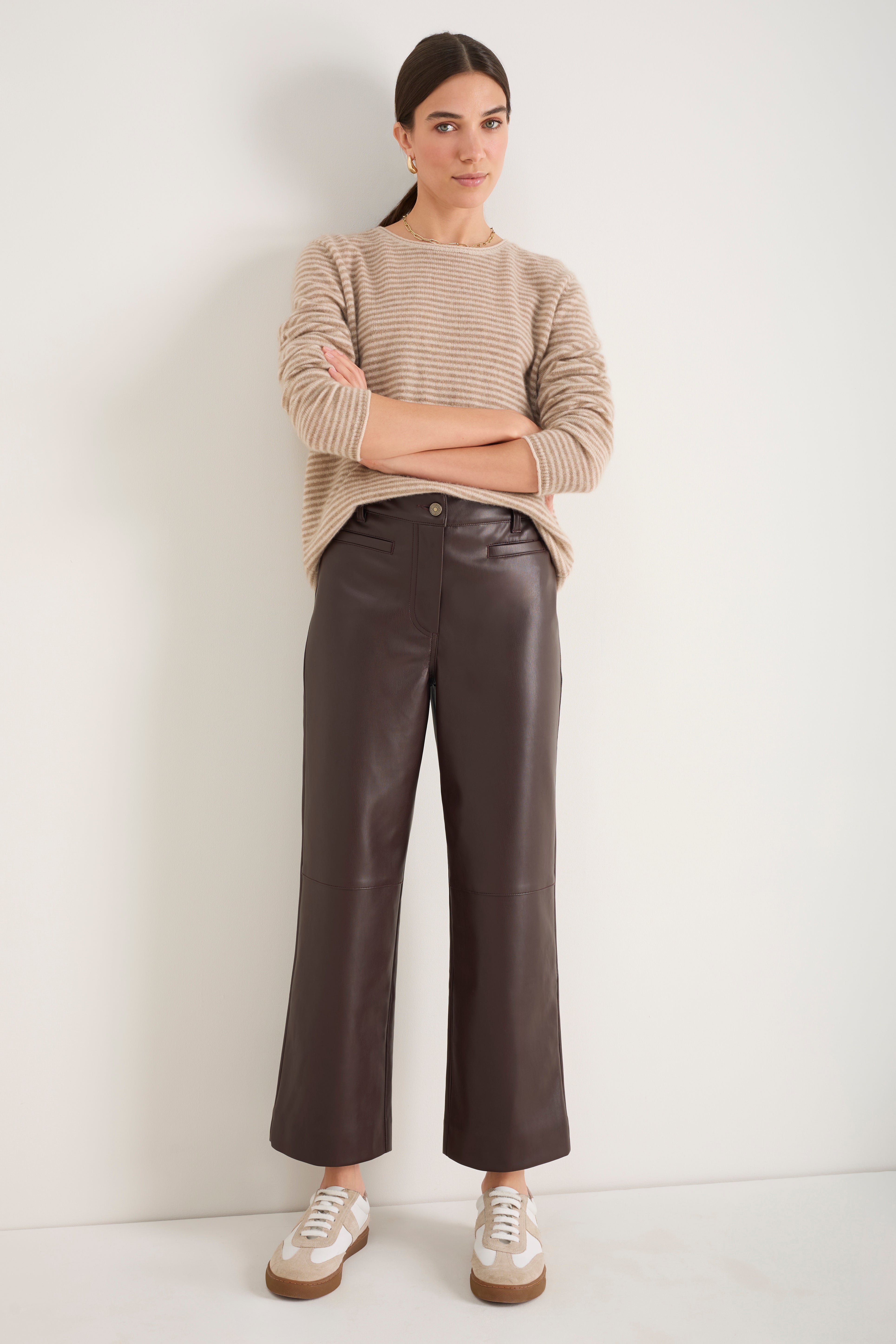 Marianne Faux Leather Trouser - Cocoa