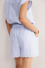Marina Linen Short - Blue/Ivory Stripe
