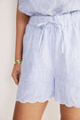 Marina Linen Short - Blue/Ivory Stripe