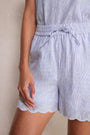 Marina Linen Short - Blue/Ivory Stripe