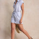 Marina Linen Short - Blue/Ivory Stripe