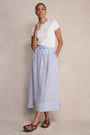 Marina Linen Skirt - Blue/Ivory Stripe