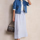 Marina Linen Skirt - Blue/Ivory Stripe