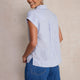 Marina Linen Top - Blue/Ivory Stripe
