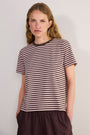 Marley Short Sleeve T-Shirt - Chocolate/Pink Micro Stripe