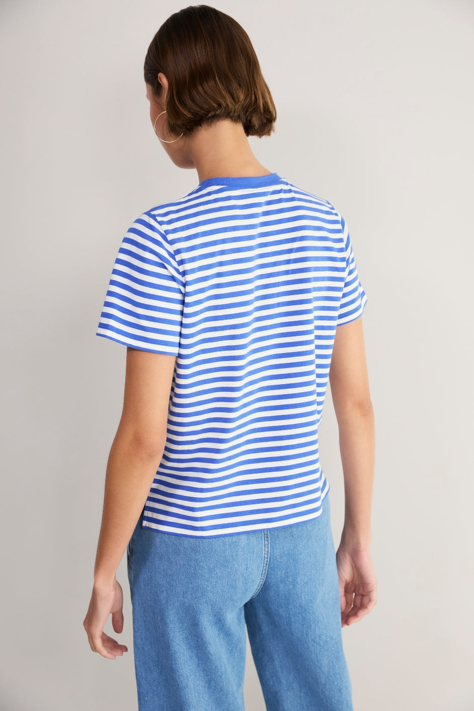 Marley Short Sleeve T-Shirt - Cobalt/Ivory Micro Stripe