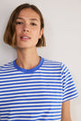 Marley Short Sleeve T-Shirt - Cobalt/Ivory Micro Stripe