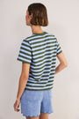 Marley Short Sleeve T-Shirt - Denim Blue/Olive Stripe