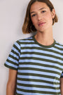 Marley Short Sleeve T-Shirt - Denim Blue/Olive Stripe