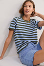 Marley Short Sleeve T-Shirt - Denim Blue/Olive Stripe