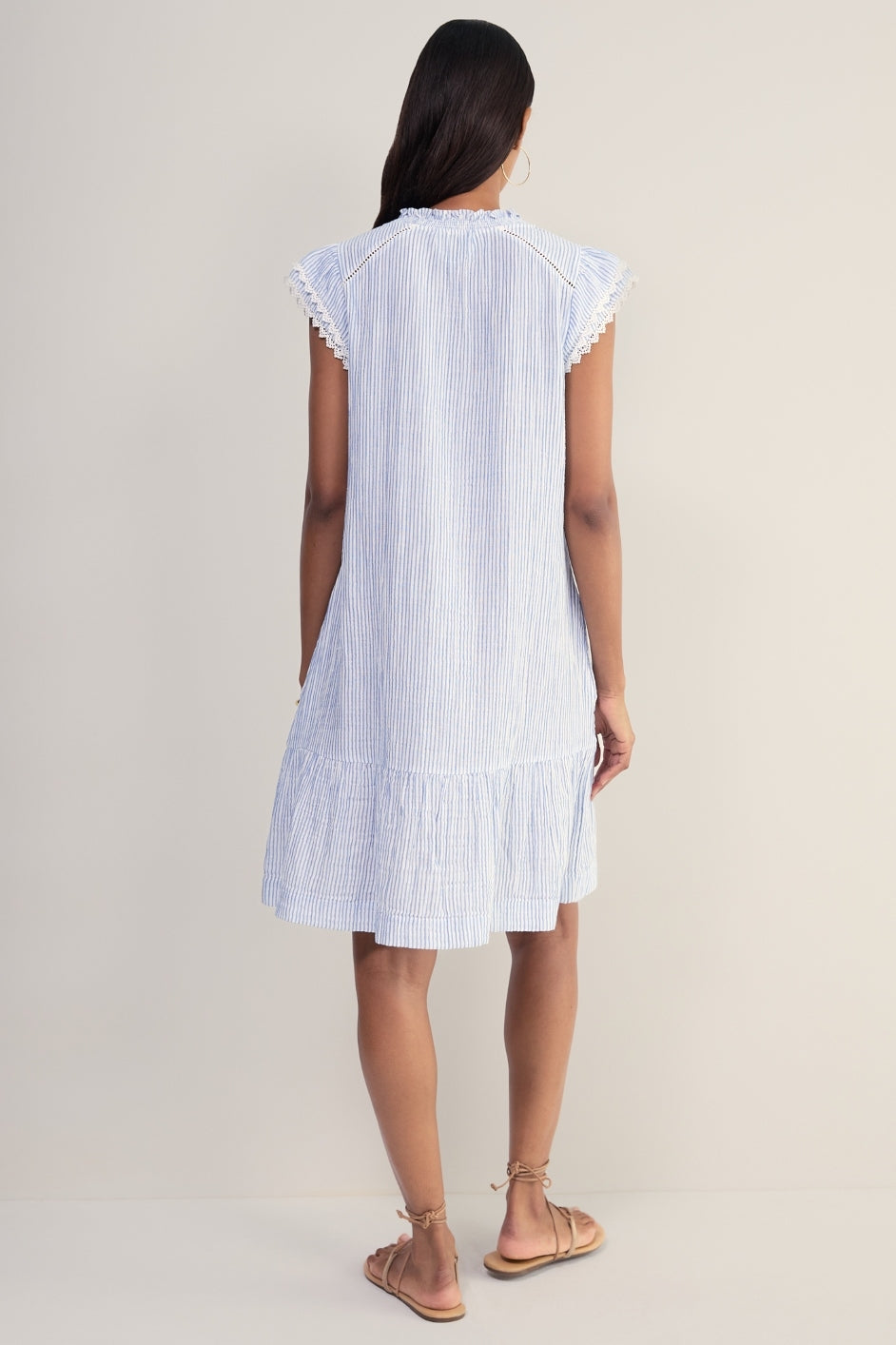 Marlow Short Dress - Sky Blue/White Stripe