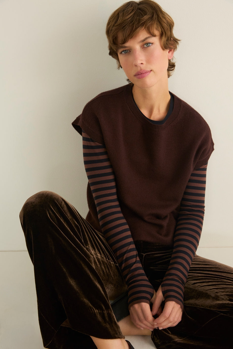 Fleur Merino Tank - Cocoa