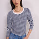 Marnie Long Sleeve Jersey Scoop Top - Midnight/Ivory Stripe